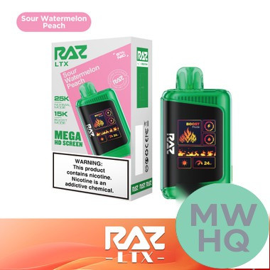 RAZ LTX 25K Puffs 16ML Disposable Device With Adjustable Airflow System & Mega HD Screen - Display of 5
