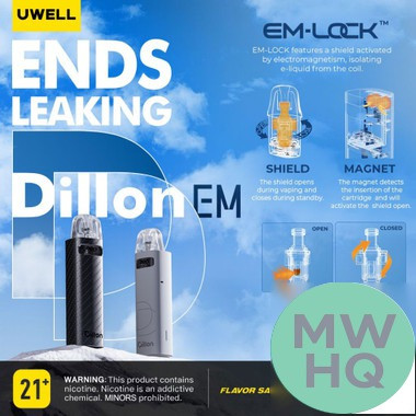 Uwell Dillon EM 900mAh Pod System Starter Kit With 2 x Refillable 2.5ML Cartridge Pod