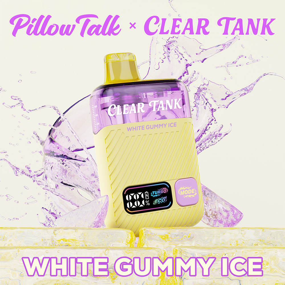 Pillow Talk Clear Tank 60K Puffs 18ML Disposable Device With Dual Mesh - Display of 5 - TEXAS COMPLIANT (MSRP $17.99 Each)