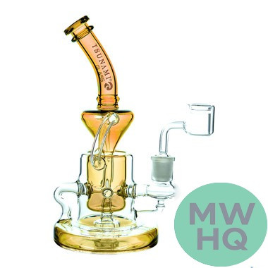 Tsunami Glass Water Pipe Recycler Concentrate Rig With Circle Perc - 345 Grams - 9 Inches