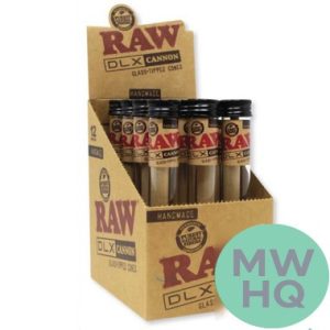 RAW DLX Cannon Handmade Glass Tipped Cones - Display of 12