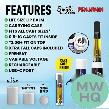 Smyle Penjamin Discreet Lip Balm 400mAh VV 510 Cartridge Preheat Mod Battery + Hidden Storage