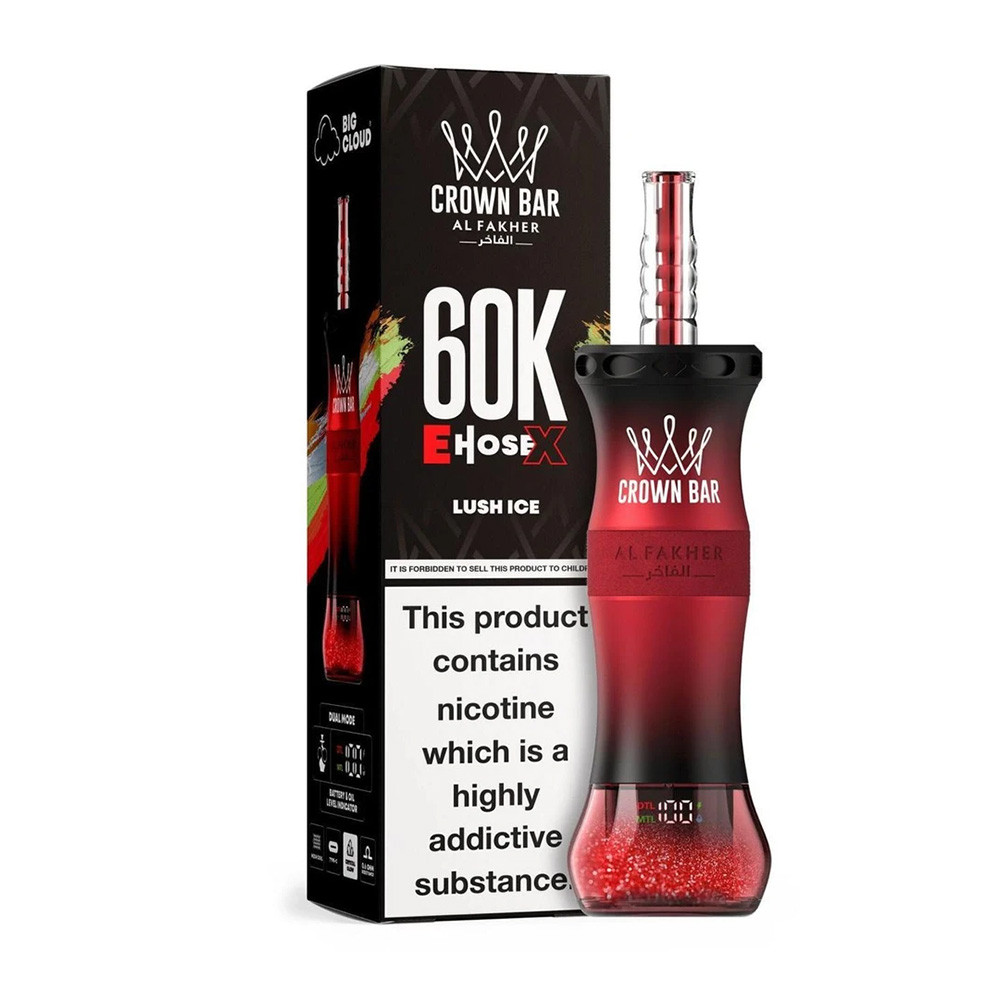 Al Fakher Crown Bar E Hose X / Cloud X 60K Puffs 50ML Disposable Device With Dual Mode - Display of 5 (MSRP $29.99 Each)