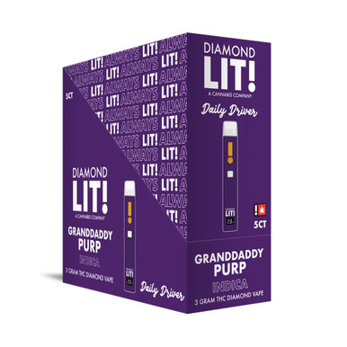Diamond LIT! Daily Driver THC Diamond Disposable Vape 3G - Display of 5 (MSRP $29.99 Each)