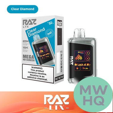 RAZ LTX 25K Puffs 16ML Disposable Device With Adjustable Airflow System & Mega HD Screen - Display of 5