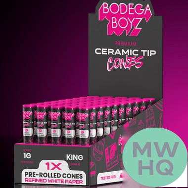 Bodega Boyz King Pre-Rolled Cones With Ceramic Tip - 1ct Tube - Display of 50 Tubes