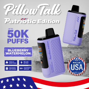 Pillow Talk Patriotic Edition 50K Puffs 18ML Disposable Device With E-liquid & Battery Screen - Display of 5 - Built In USA (MSRP $17.99 Each)