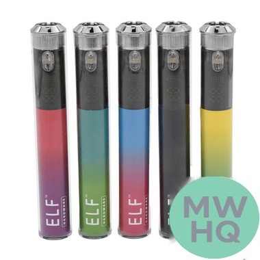 ELF Hardware Crystal Stick 650mAh VV 510 Cartridge Device Pen Battery With Digital Screen & USB Cable - Assorted Colors - Display of 15