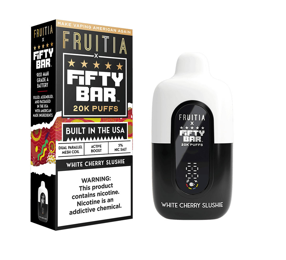 Fruitia x Fifty Bar 18ML 20K Puffs Nicotine Disposable Device With Always Active Boost & Adjustable Airflow - Display of 5 - TEXAS COMPLIANT