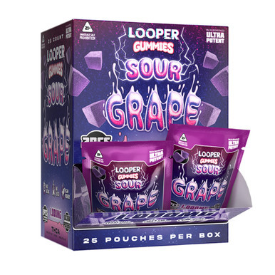 Looper Delta-9 + HHC + Delta-8 + THCA Gummies 1000MG - 2ct Pouch - Display of 25 Pouches
