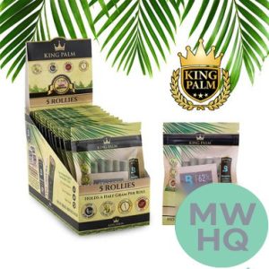 King Palm Rollies Hand Rolled Leaf Rolls With Boveda 62% Humidity Packet - Display of 15 Pouches