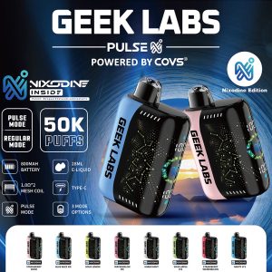 Geek Labs Pulse X 50K Puffs 28ML Nixodine Disposable Device With 3D Curved Screen - Display of 5 (MSRP $19.99 Each)