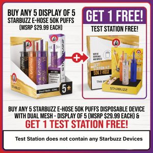 Starbuzz E-Hose 50K Puffs 40ML Disposable Device With Dual Mesh - Display of 5 (MSRP $29.99 Each)