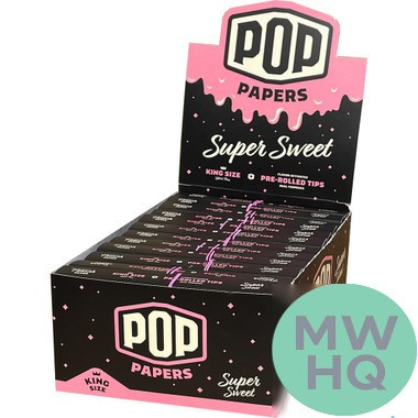 Pop Papers Authentic French Paper Ultra Thin + Pre-Rolled Tips - Display of 24 Packs - Black Display