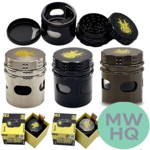 Shredder 4 Piece Small Grinder Studded Grip Design With Horizontal Window - Style 19 - 52mm - 4 Part - Assorted Colors