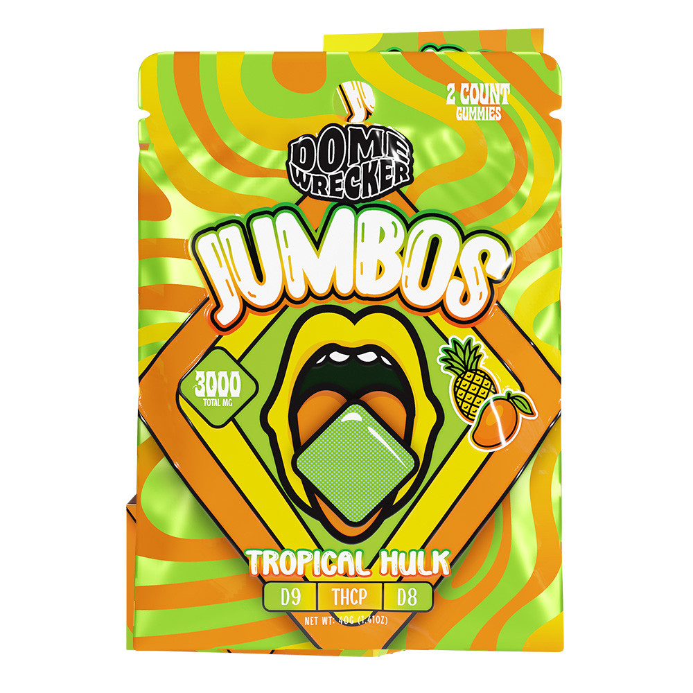 Dome Wrecker Powered By HiXotic Jumbos Delta 9 + THCP + Delta 8 Gummies 3000MG - 2ct Pack - Display of 15 Packs (MSRP $9.99 Each)