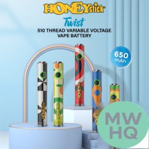 HoneyStick Twist 650mAh VV 510 Device Pen Battery - Assorted Colors - Display of 15