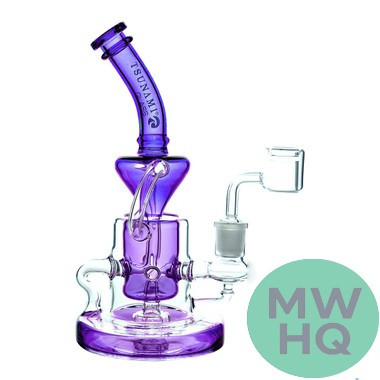 Tsunami Glass Water Pipe Recycler Concentrate Rig With Circle Perc - 345 Grams - 9 Inches