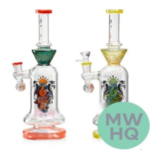 Biigo Glass Water Pipe Thick Base With Eye Ball On Matrix Perc & Straight Neck - 889 Grams - 12.90 Inches - Assorted Colors [GT052]