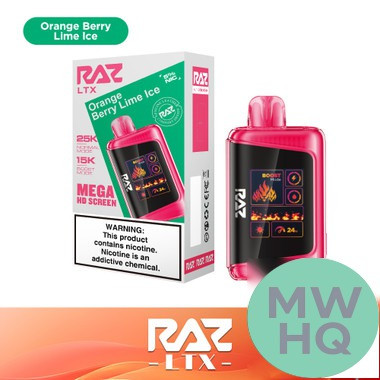RAZ LTX 25K Puffs 16ML Disposable Device With Adjustable Airflow System & Mega HD Screen - Display of 5