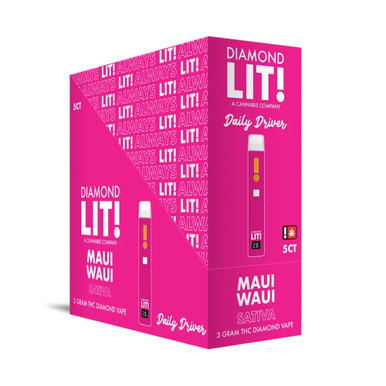 Diamond LIT! Daily Driver THC Diamond Disposable Vape 3G - Display of 5 (MSRP $29.99 Each)