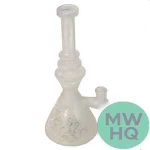 Biigo Glass Frosted Water Pipe Beaker Base With Matrix Perc + Funnel Style Hold + Design & Straight Neck - 605 Grams - 10.65 Inches - Assorted Colors [GT030]