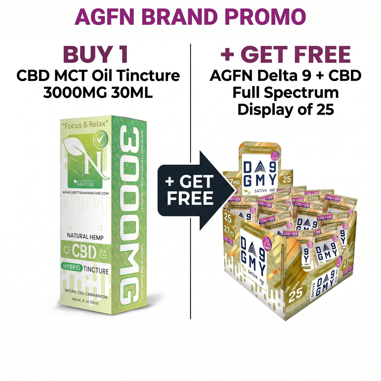 AGFN CBD MCT Oil Tincture 3000MG 30ML (MSRP $34.99)