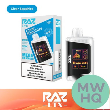 RAZ LTX 25K Puffs 16ML Disposable Device With Adjustable Airflow System & Mega HD Screen - Display of 5