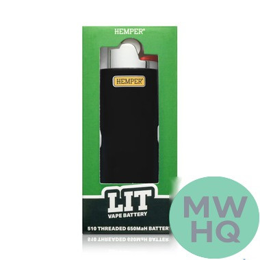 HEMPER Lit 650mAh VV Preheat 510 Thread Device Battery With USB-C Cable - Display of 12
