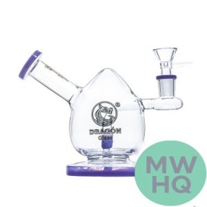 Dragon Glass Mini Water Pipe With Inclined Neck Bong Style - 300 Grams - 5 Inches - Assorted Colors [DGE-408]