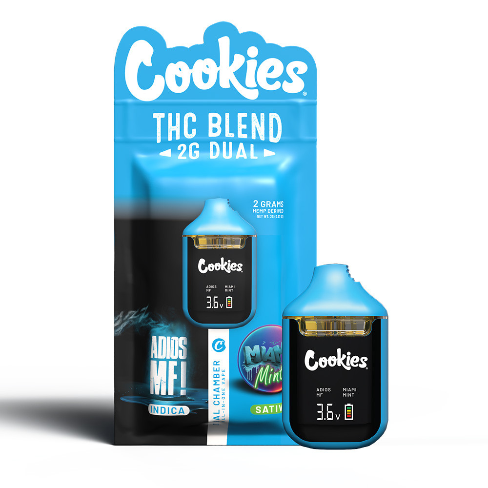 Cookies All-In-One Blend D8 + CBD + THC-B + THC-P Dual Chamber Disposable Vape 2G - Display of 5 (MSRP $35.99 Each)
