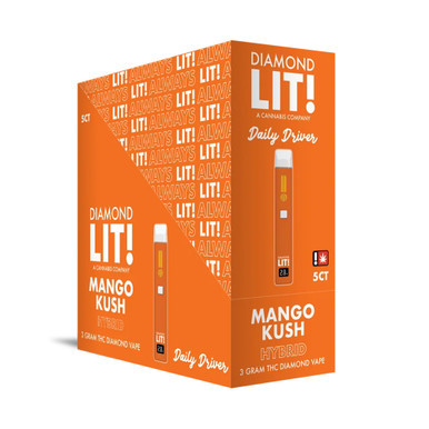 Diamond LIT! Daily Driver THC Diamond Disposable Vape 3G - Display of 5 (MSRP $29.99 Each)