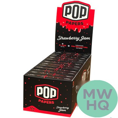 Pop Papers Authentic French Paper Ultra Thin + Pre-Rolled Tips - Display of 24 Packs - Black Display