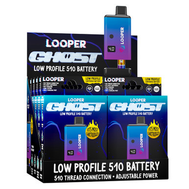 Looper Ghost Low Profile Cartridge 510 Thread Adjustable Power Battery - Display of 10