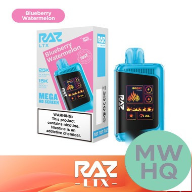 RAZ LTX 25K Puffs 16ML Disposable Device With Adjustable Airflow System & Mega HD Screen - Display of 5