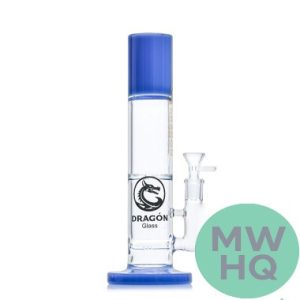 Dragon Glass Straight Tube Bong Water Pipe With Inline Perc & Thick Base - 588 Grams - 11 Inches - Assorted Colors [DGD-157] (MSRP $32.00)