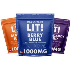 Diamond LIT! THC Gummies 1000MG - 2ct Pack - Display of 25 Packs