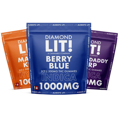 Diamond LIT! THC Gummies 1000MG - 2ct Pack - Display of 25 Packs
