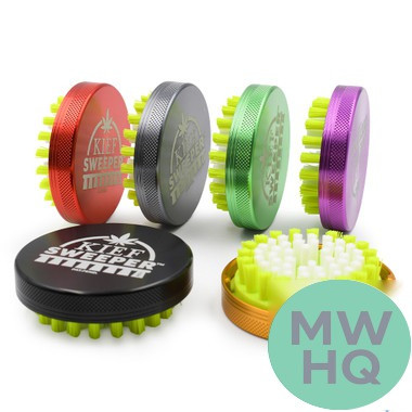 Kief Sweeper Brush Plus Grinder - 5 Parts - Assorted Colors - Display of 6