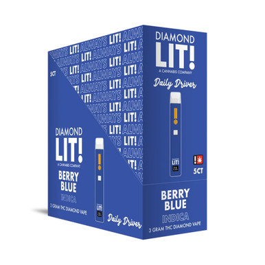 Diamond LIT! Daily Driver THC Diamond Disposable Vape 3G - Display of 5 (MSRP $29.99 Each)