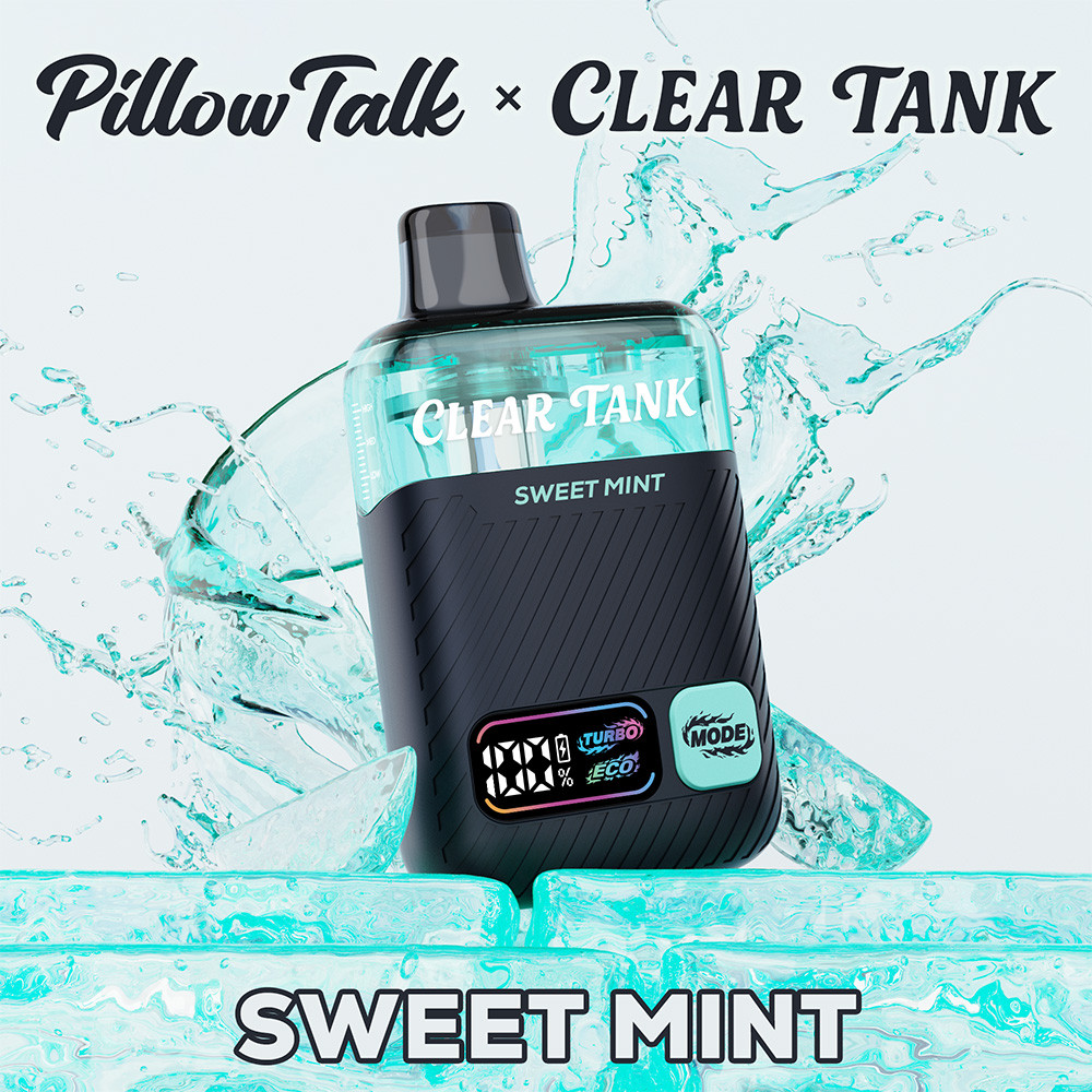 Pillow Talk Clear Tank 60K Puffs 18ML Disposable Device With Dual Mesh - Display of 5 - TEXAS COMPLIANT (MSRP $17.99 Each)