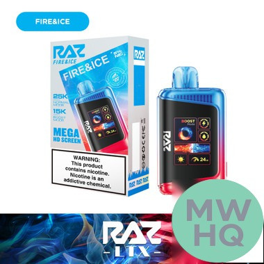 RAZ LTX 25K Puffs 16ML Disposable Device With Adjustable Airflow System & Mega HD Screen - Display of 5