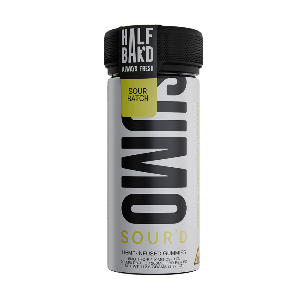 Half Bak'd Sumo Sour'd Collection THC-P + D9-THC + D8-THC + CBD Hemp Infused Gummies 10000MG - 25ct Jar (MSRP $32.00)
